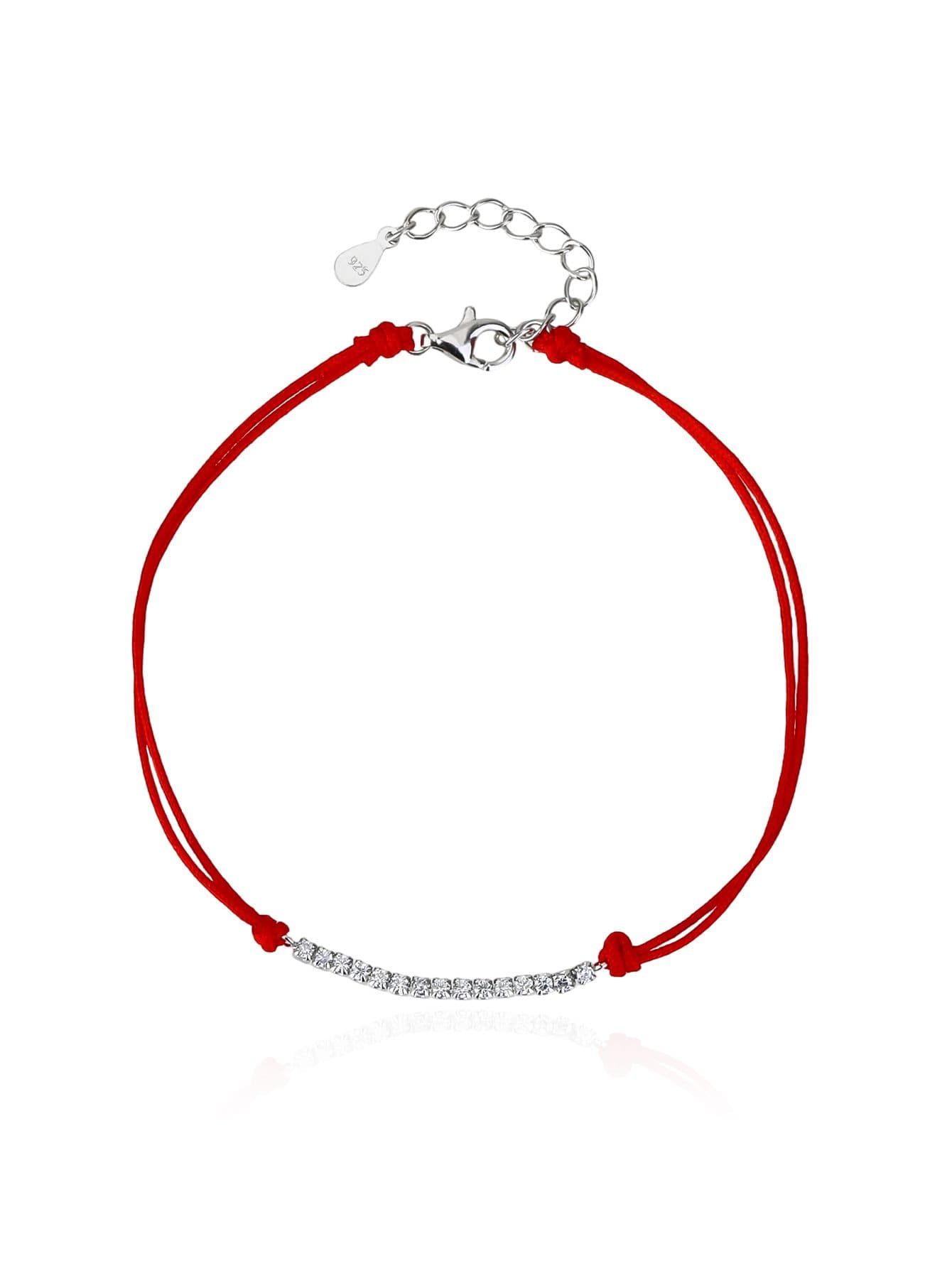 Entrelazado en rojo protector pulsera con piedras de circonita, plata AG 925 con baño de rodio (17 + 4 cm) 1