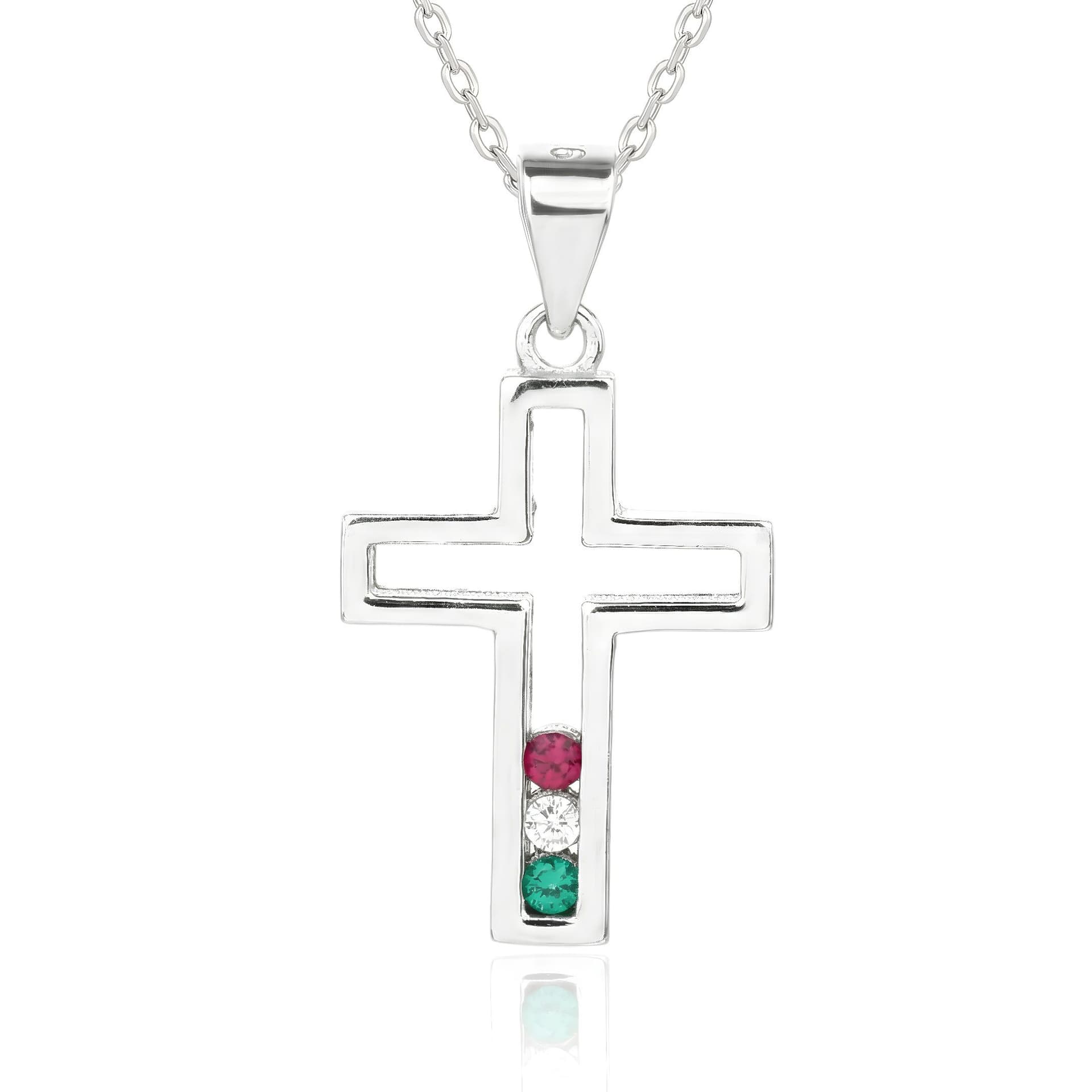 Luz Nacional – tricolor cruz colgante con collar, plata AG 925 con baño de rodio 1