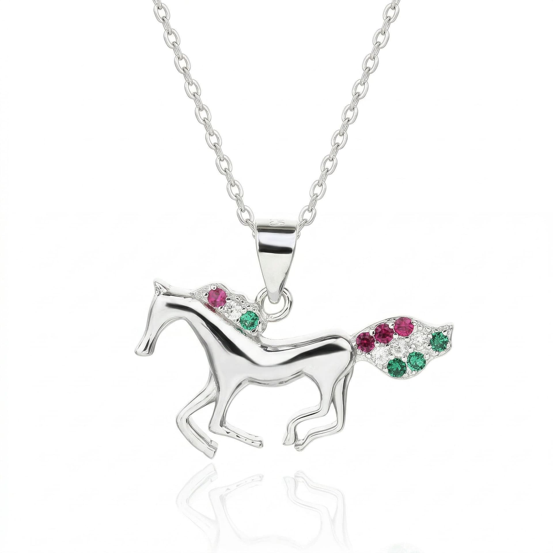 Luz Nacional – tricolor caballo colgante con collar, plata AG 925 con baño de rodio 1