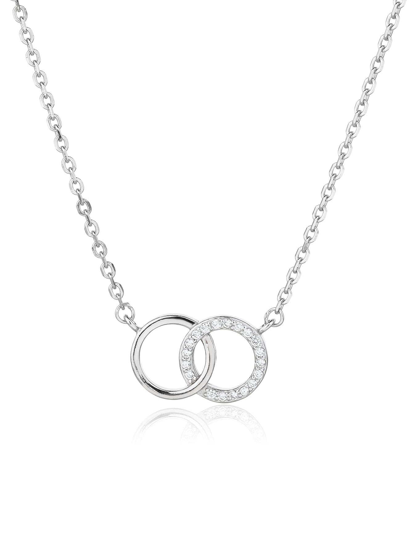 Doble lazo collar con colgante con piedras de circonita cúbica, plata AG 925 con baño de rodio (40+5 cm) 1