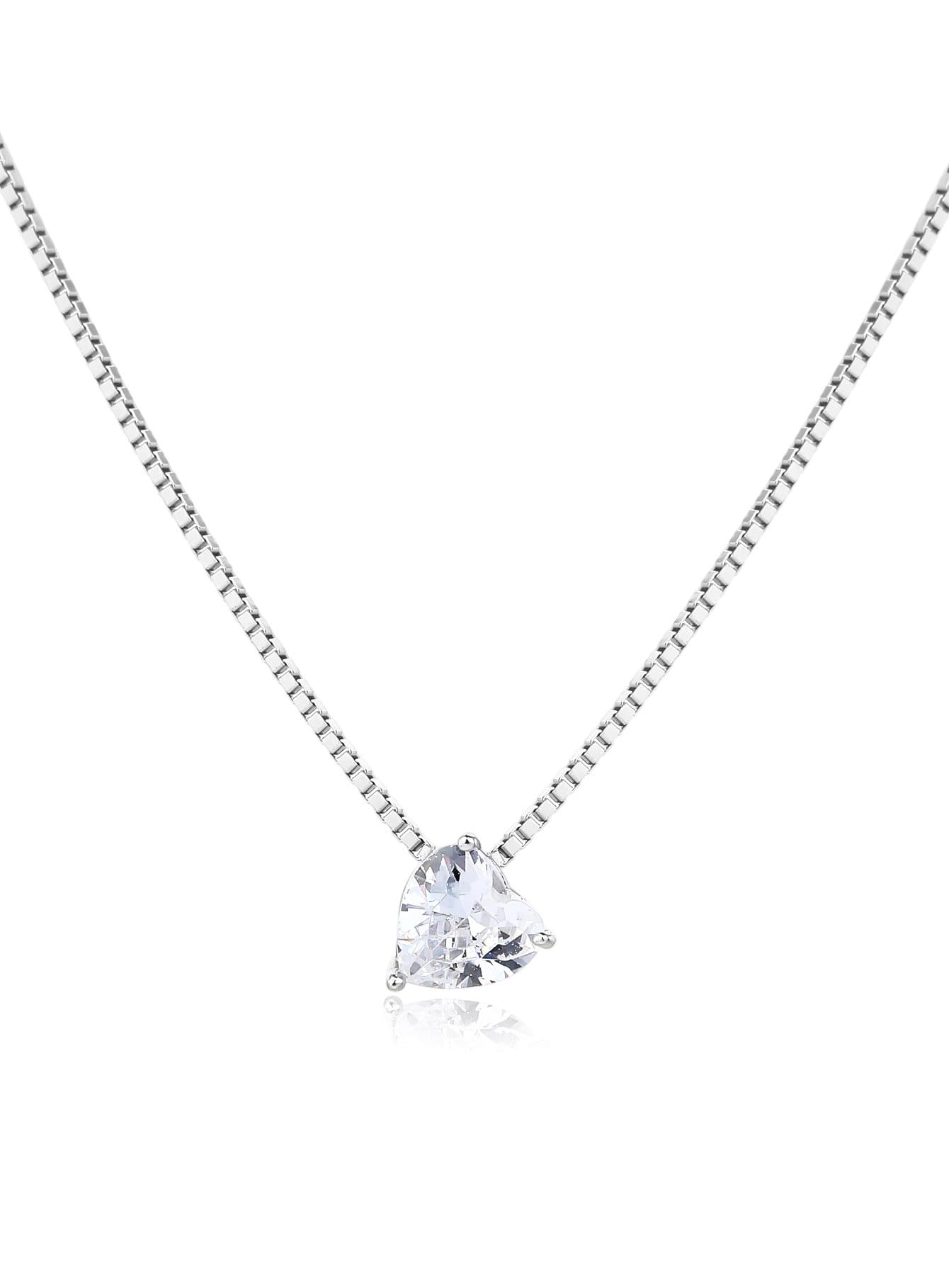 En forma de corazón collar con colgante con circonita cúbica, plata AG 925 con baño de rodio (45+4 cm) 1