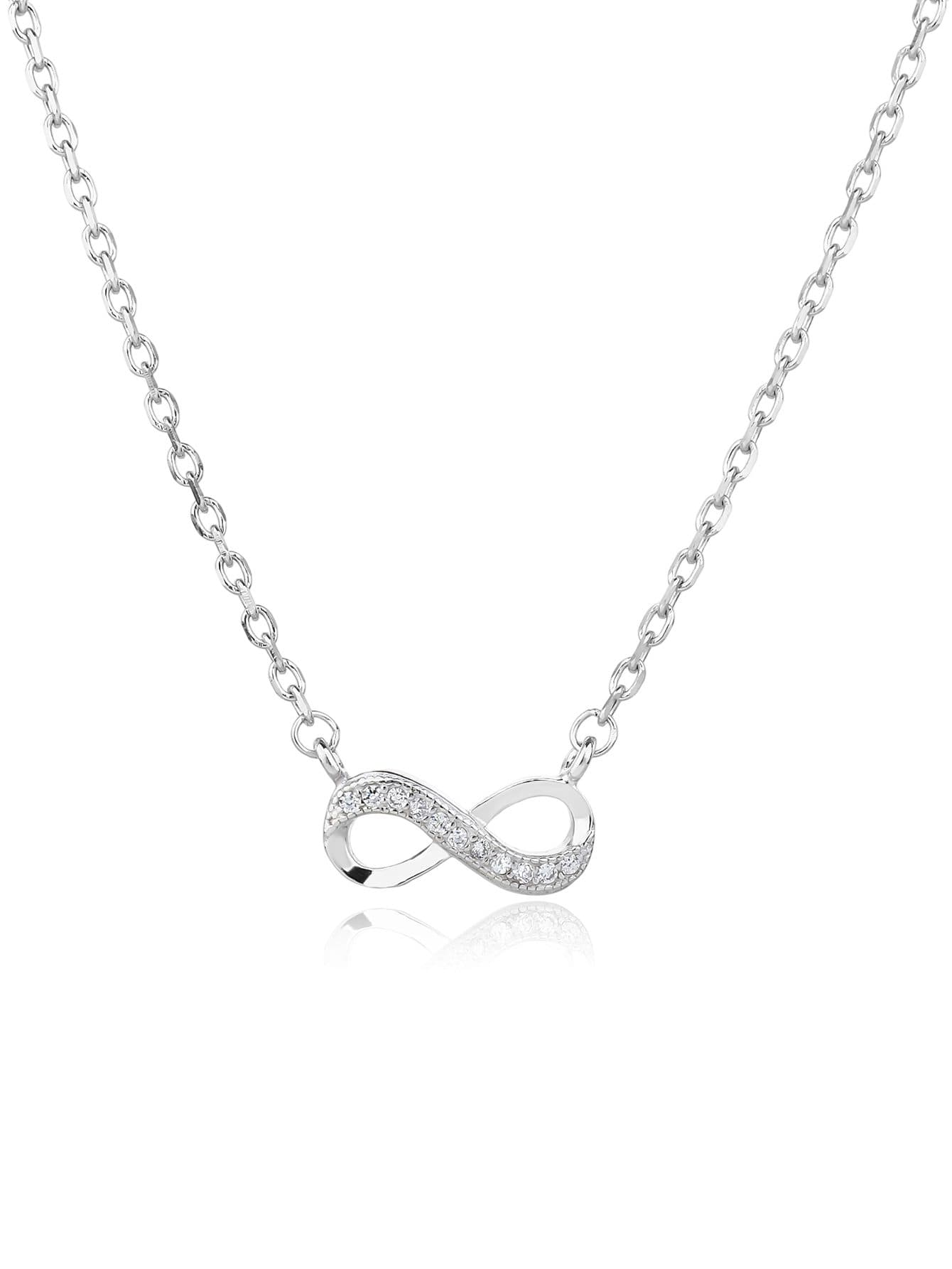 Símbolo del infinito collar con colgante con piedras de circonita, plata AG 925 con baño de rodio (40+6 cm) 1