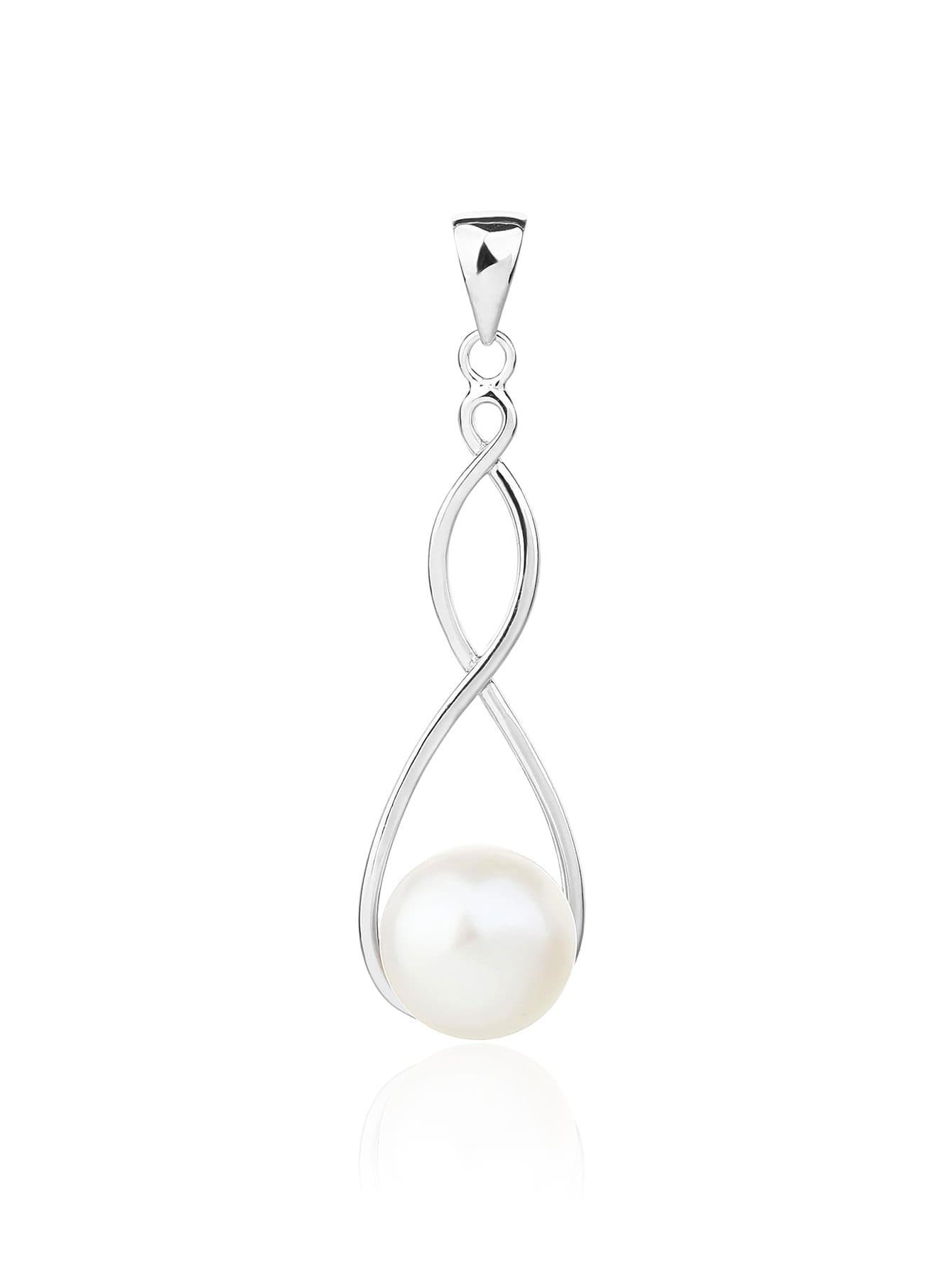 Elegante perla cultivada de agua dulce colgante con ondulado diseño, de plata AG 925 con baño de rodio 1