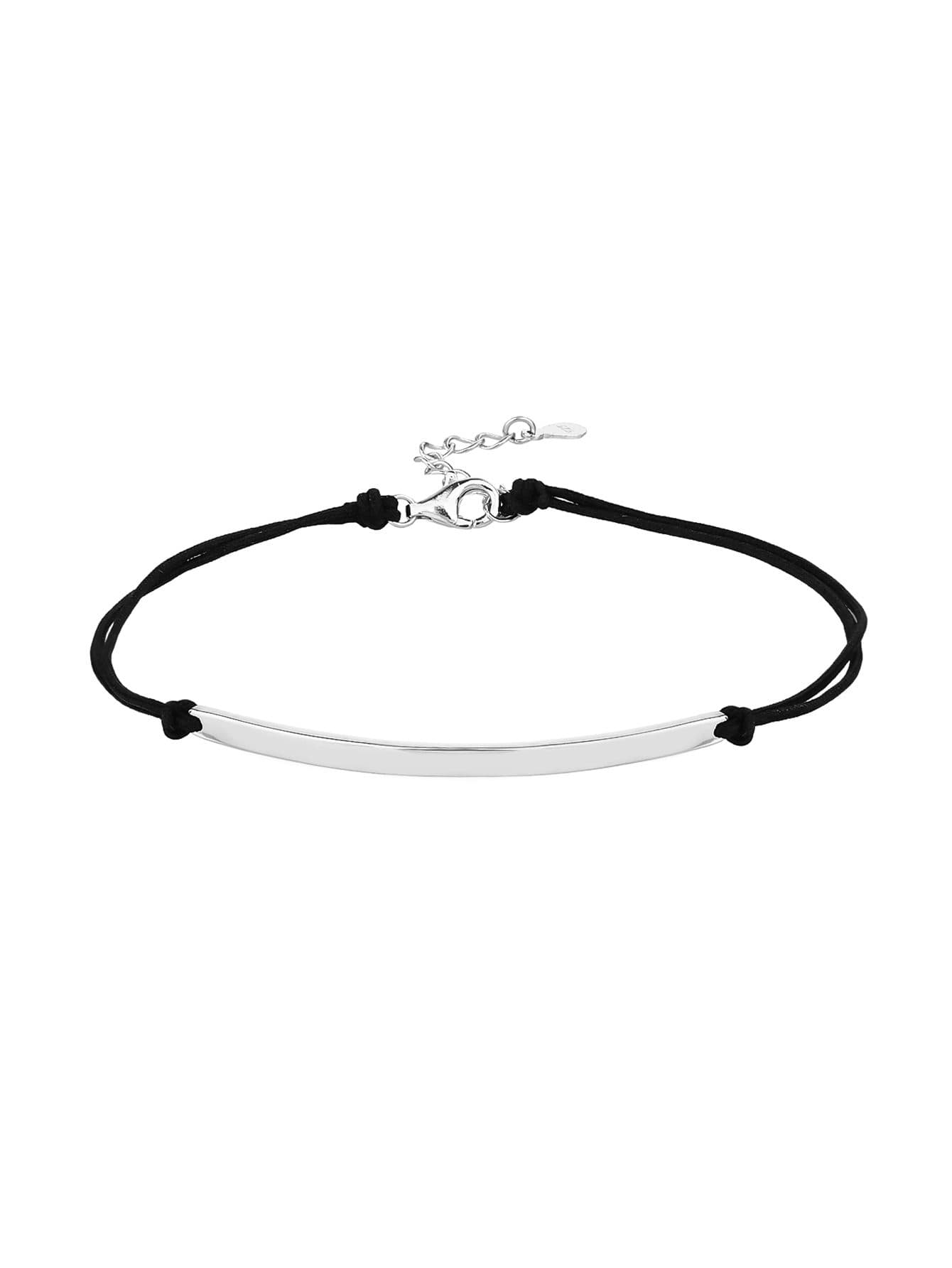 A juego con reloj pulsera con grabable plata charm y negro cordón, plata AG 925 con baño de rodio (17.5+4 cm) 1