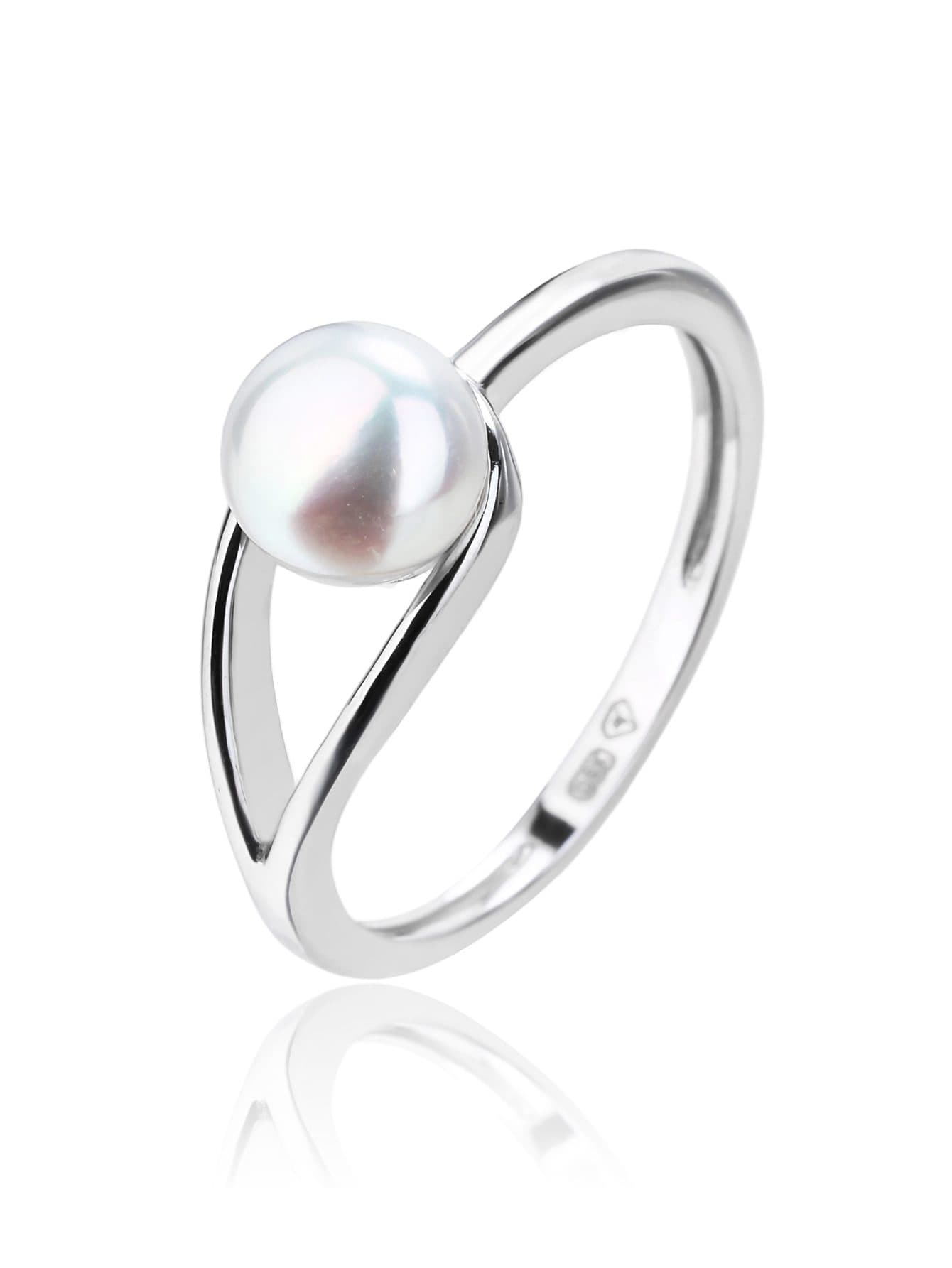 Perla blanca cultivada de agua dulce anillo de plata 1
