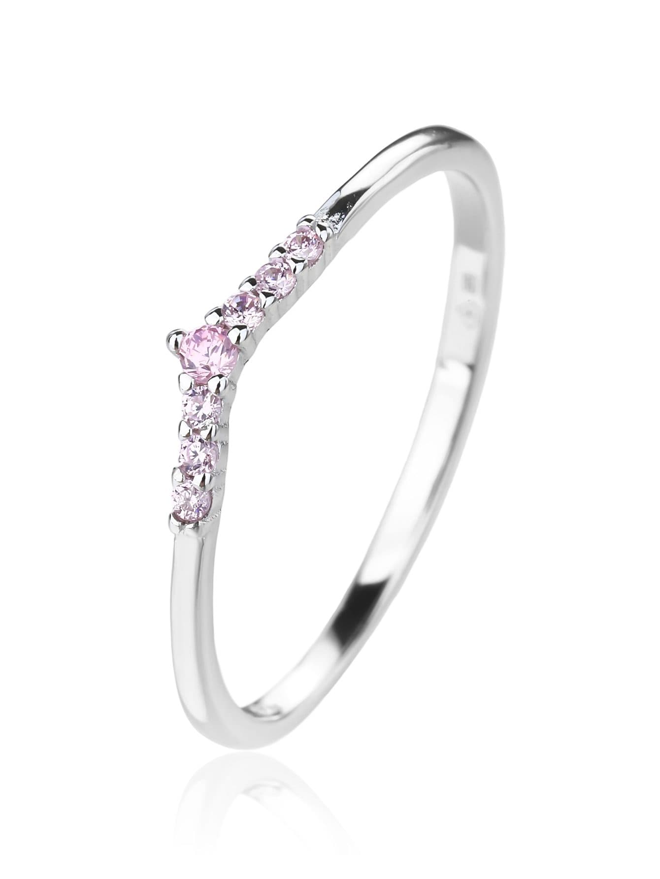 Piedra rosa de circonita anillo de plata 1