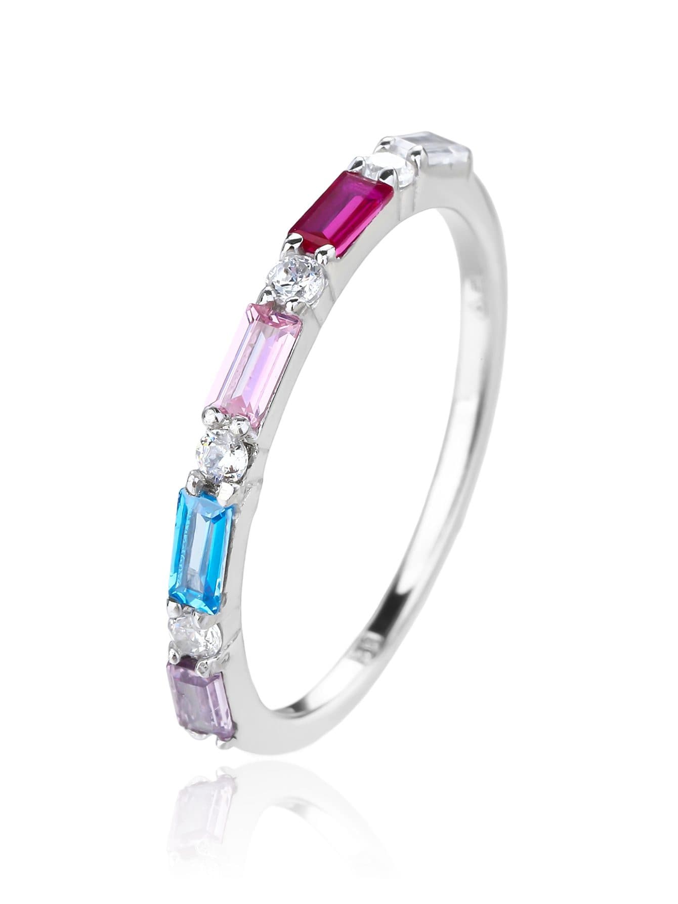 Anillo de plata con de colores piedras de circonita 1