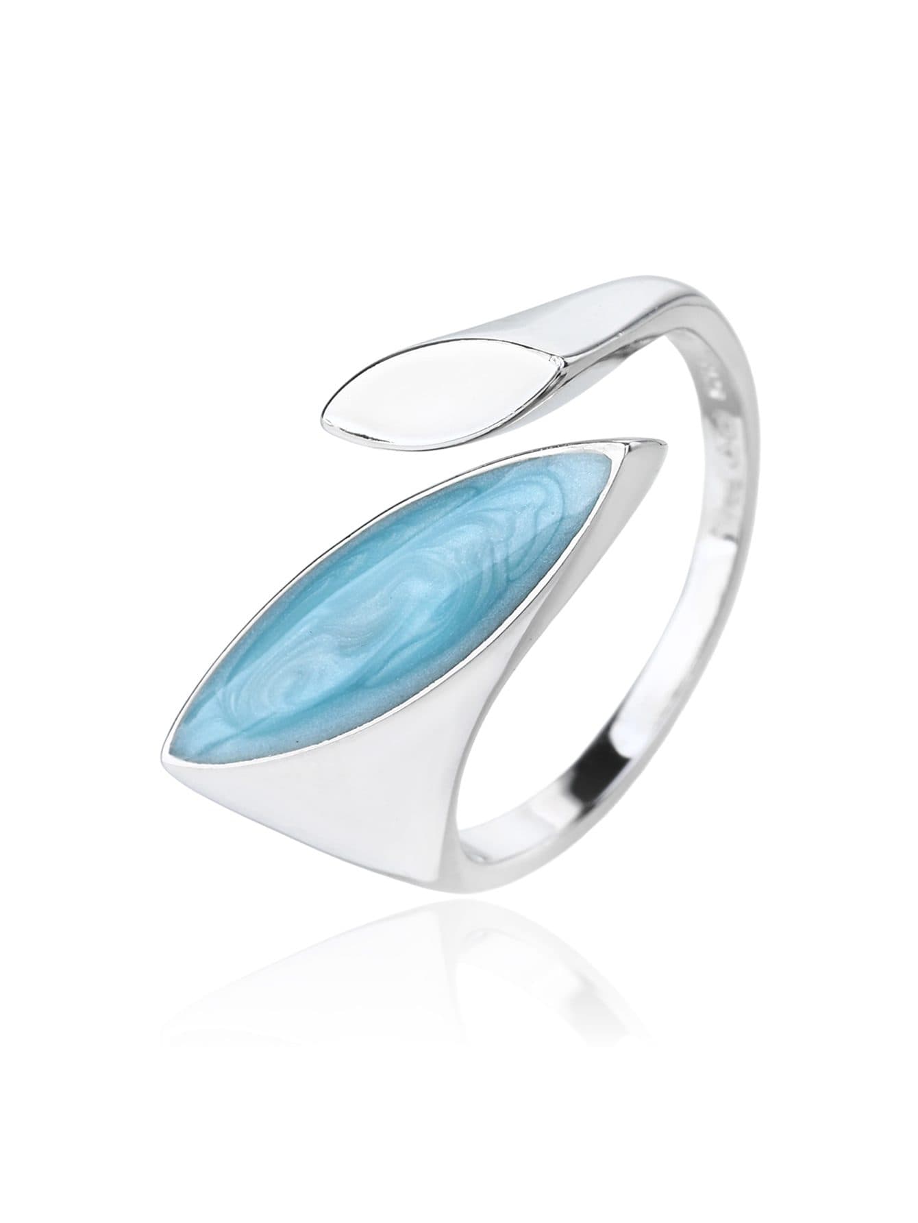 Turquesa azul esmaltado anillo de plata 1