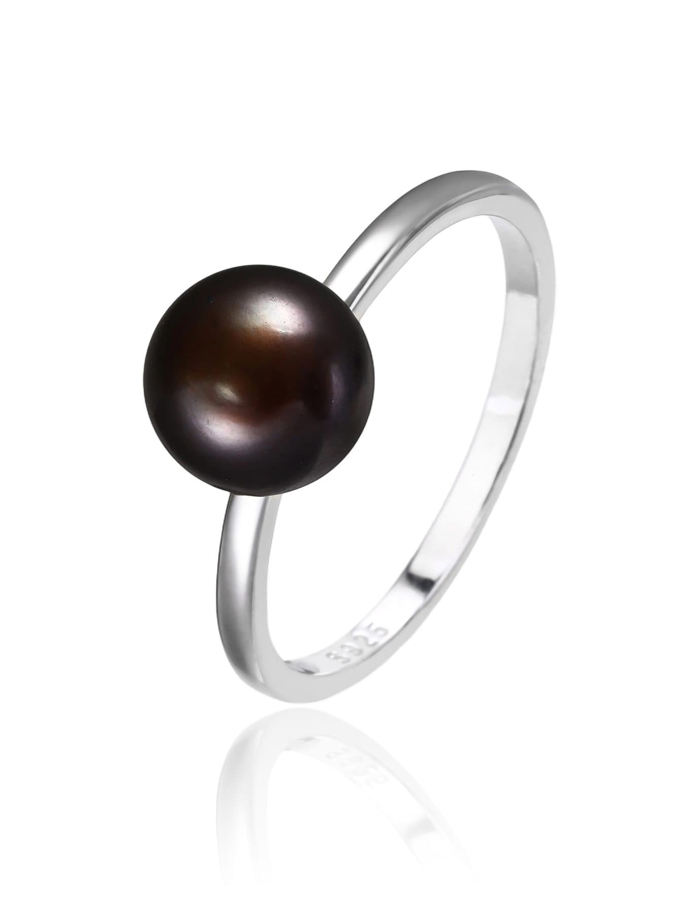 Negro perla cultivada de agua dulce anillo de plata 1