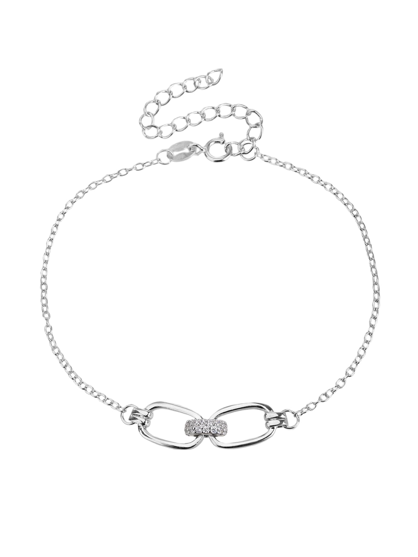 Plata AG 925 eslabón ancla pulsera con circonita cúbica, con baño de rodio 1