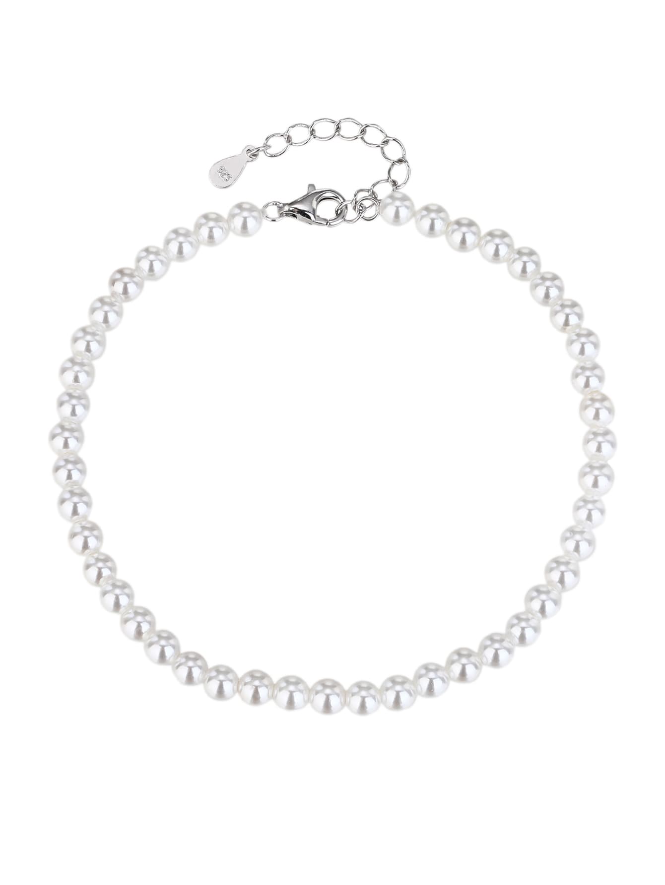 Plata AG 925 concha cuenta pulsera, con baño de rodio 1