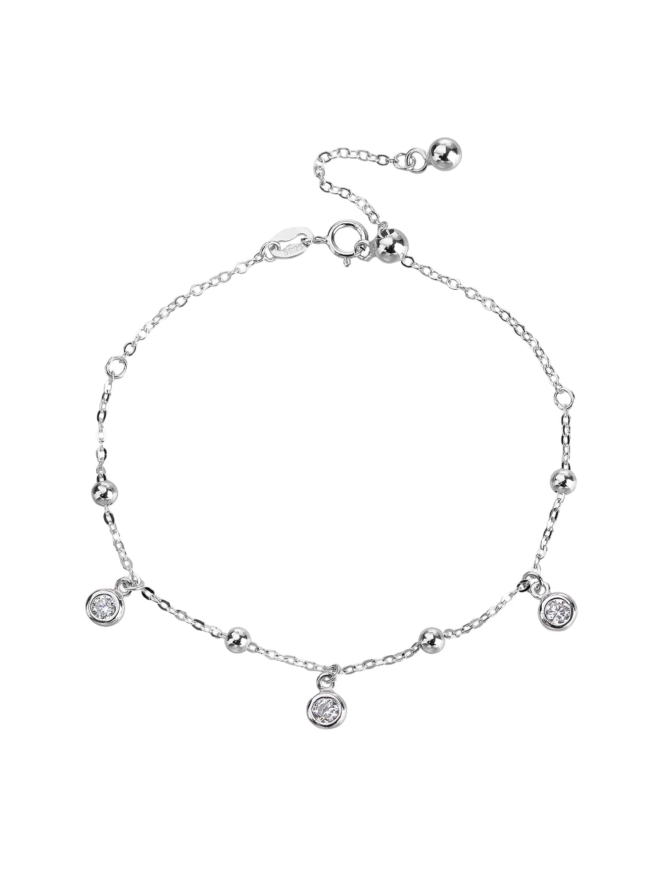 Plata AG 925 pulsera con circonita cúbica charms, con baño de rodio 1