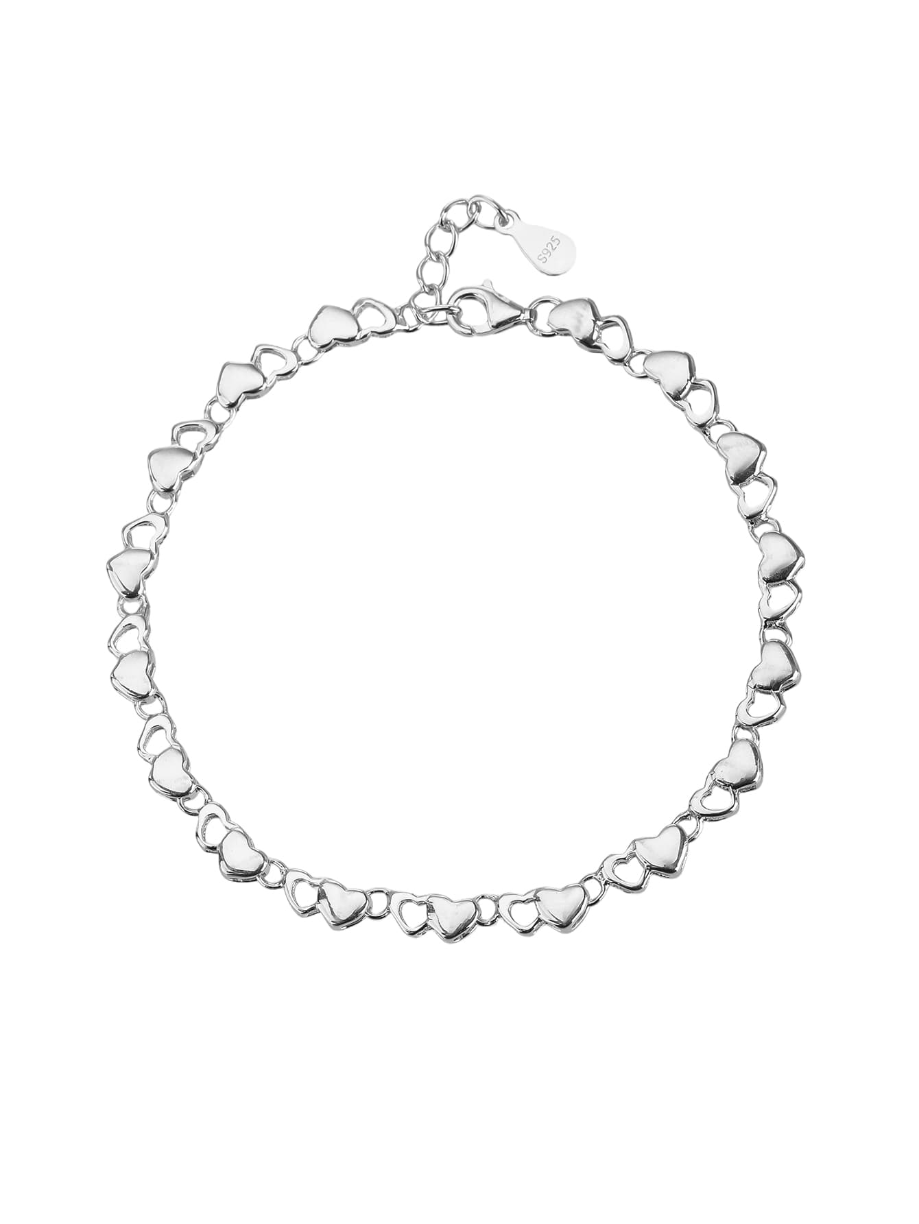 Plata AG 925 eslabón macizo pulsera con baño de rodio 1