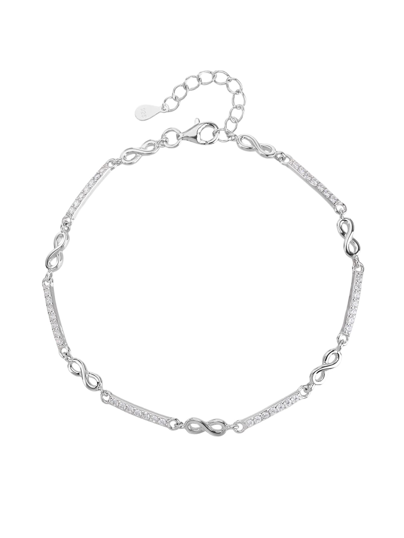 Plata AG 925 infinito pulsera con circonita cúbica, con baño de rodio 1