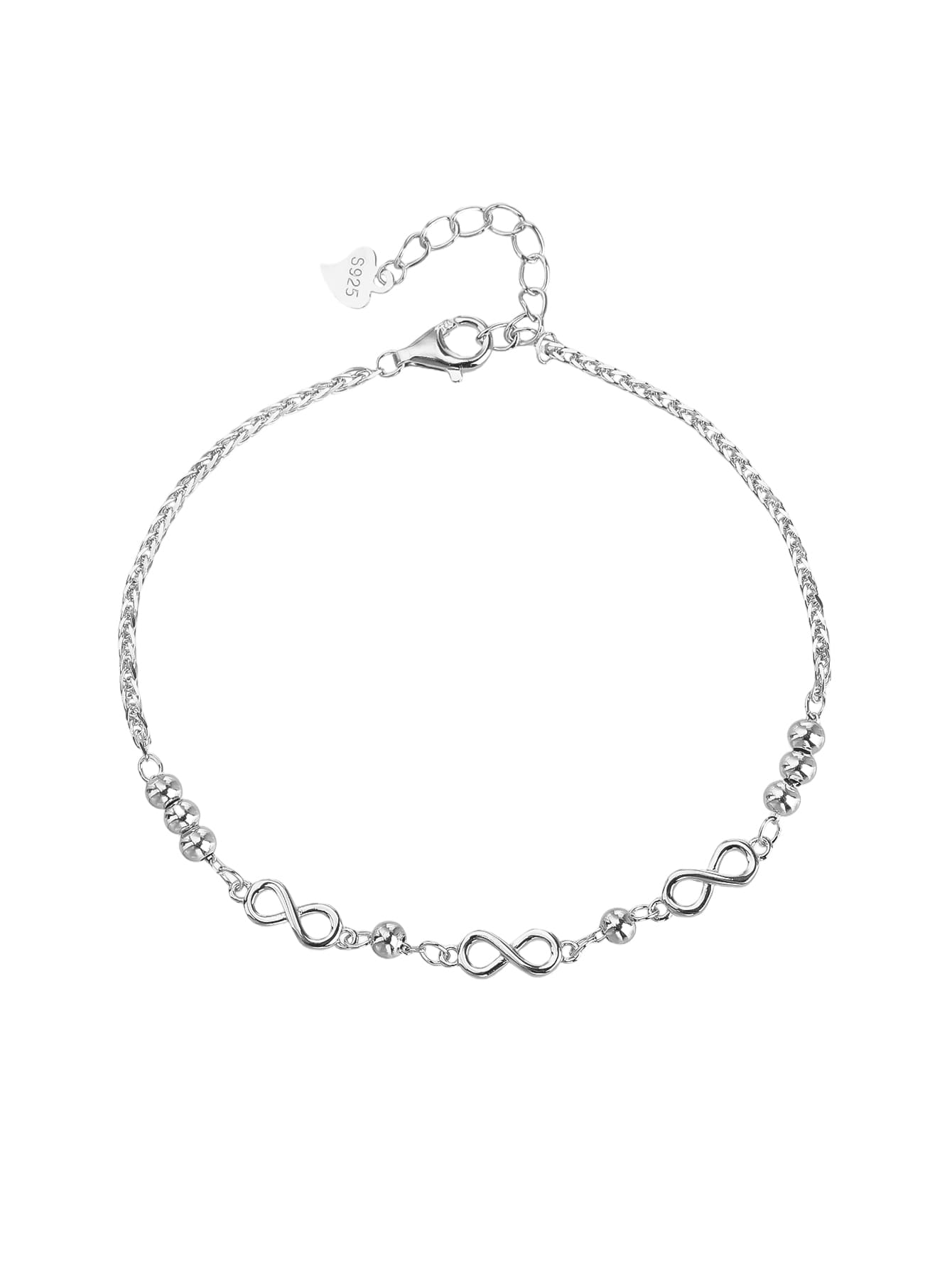 Plata AG 925 infinito pulsera, con baño de rodio 1