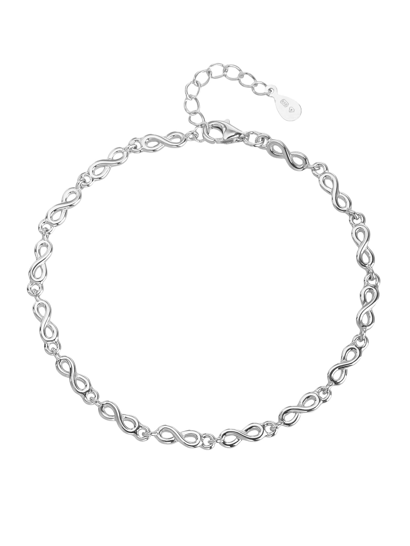 Plata AG 925 motivo infinito pulsera con baño de rodio (minimalista) 1