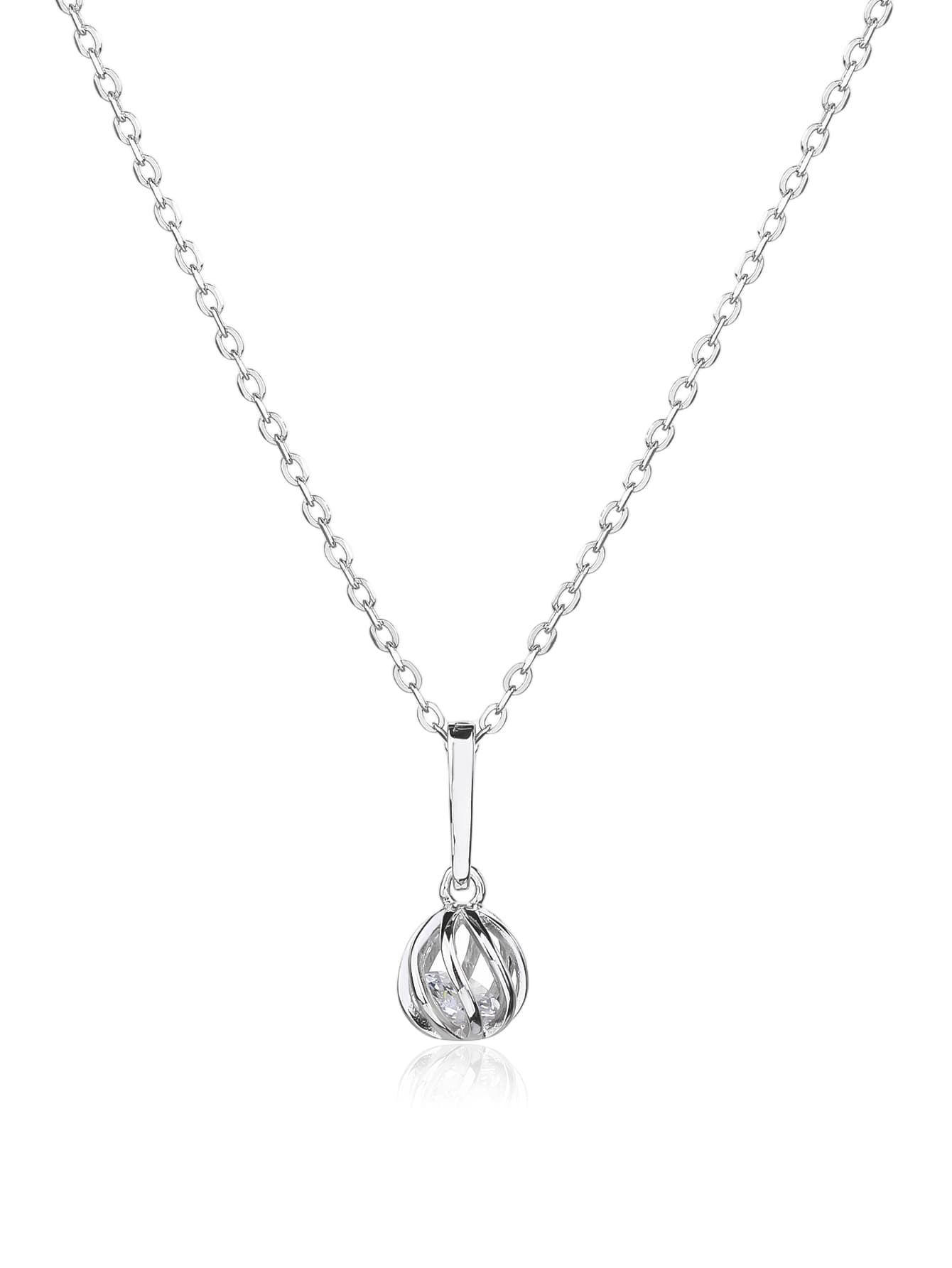 Colgante de plata collar con circonita de bola, con baño de rodio 1