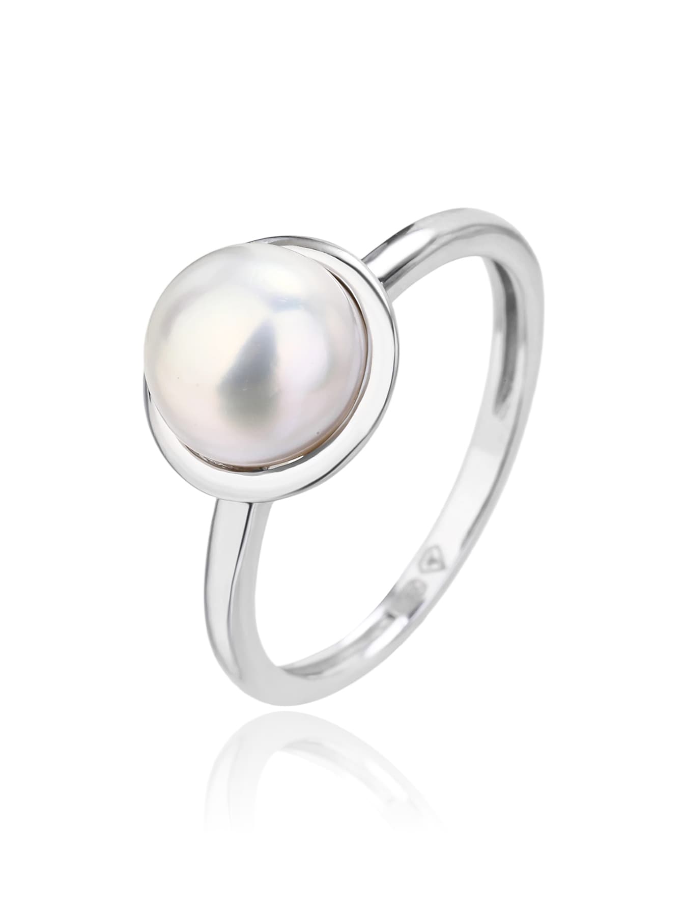 Perla blanca cultivada de agua dulce anillo de plata AG 925 con baño de rodio 1