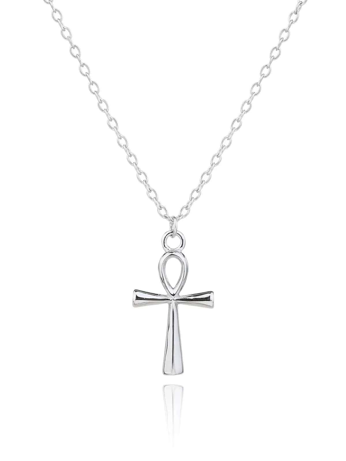 Silver Ankh cross necklace