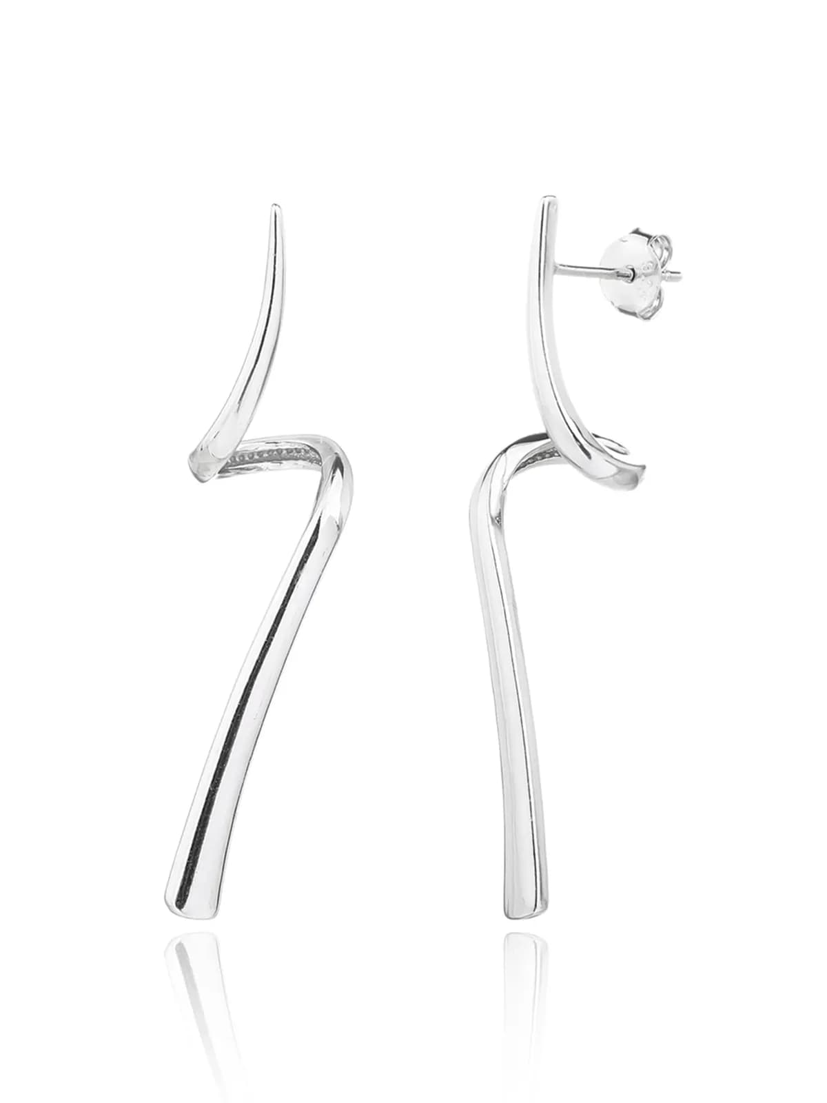 Silberne Ohrringe abstraktes modernes Wellenform-Design 1