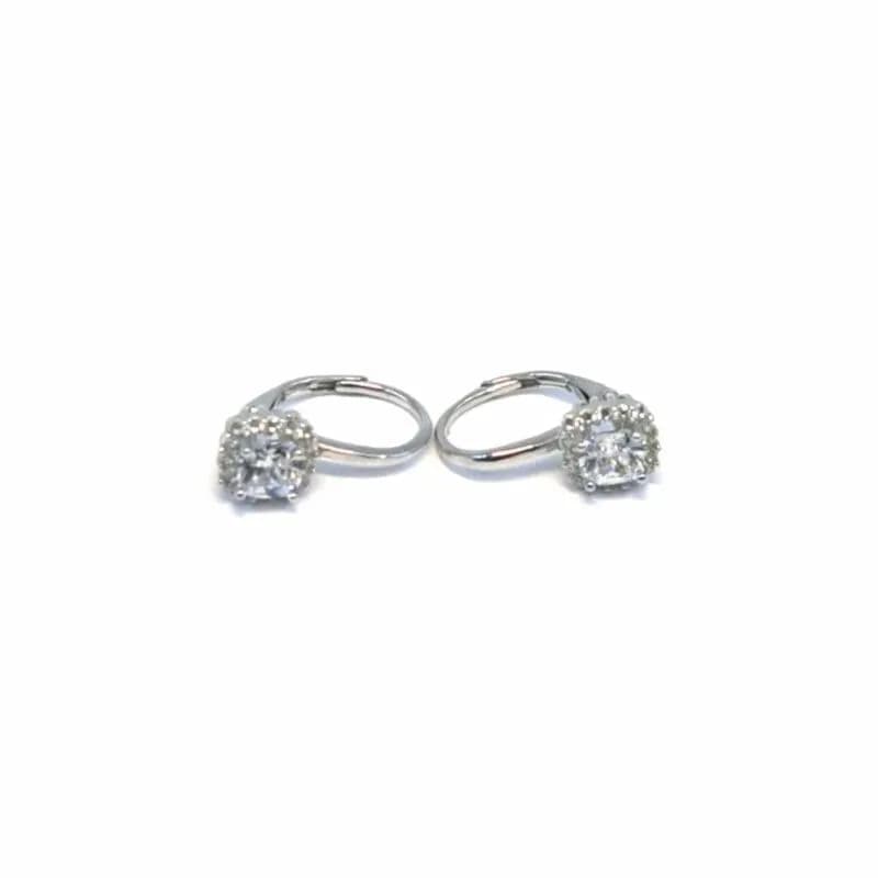 Silver white stone earrings with patent closure 1