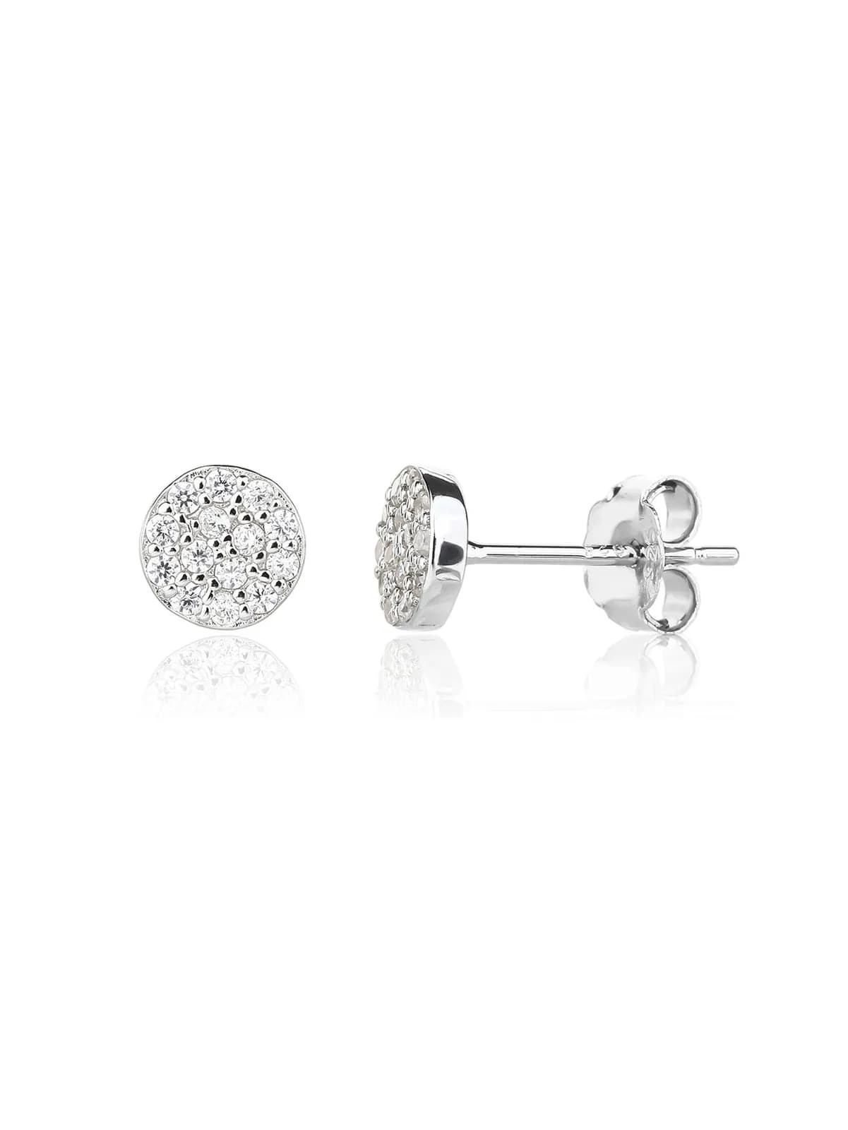 Circular silver earrings with multiple gemstones and a clip-on fastener 1