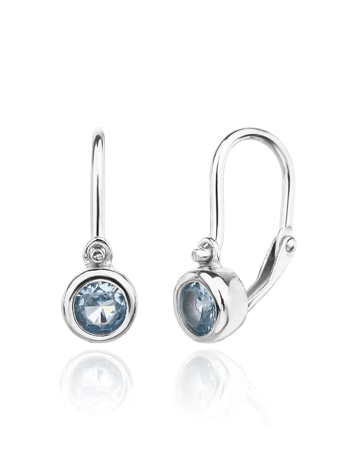 Aqua blaue Stein Baby Ohrringe - Verschluss vorne mit 1 Stein 1