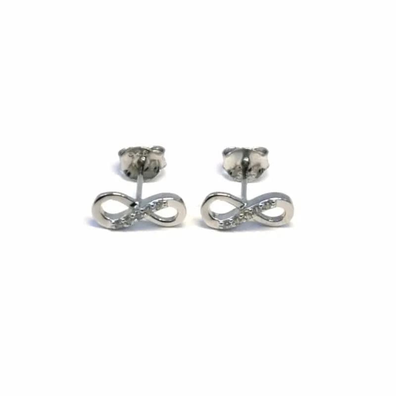 Silberne Sterling Silber Ohrringe mit weißem Stein 1