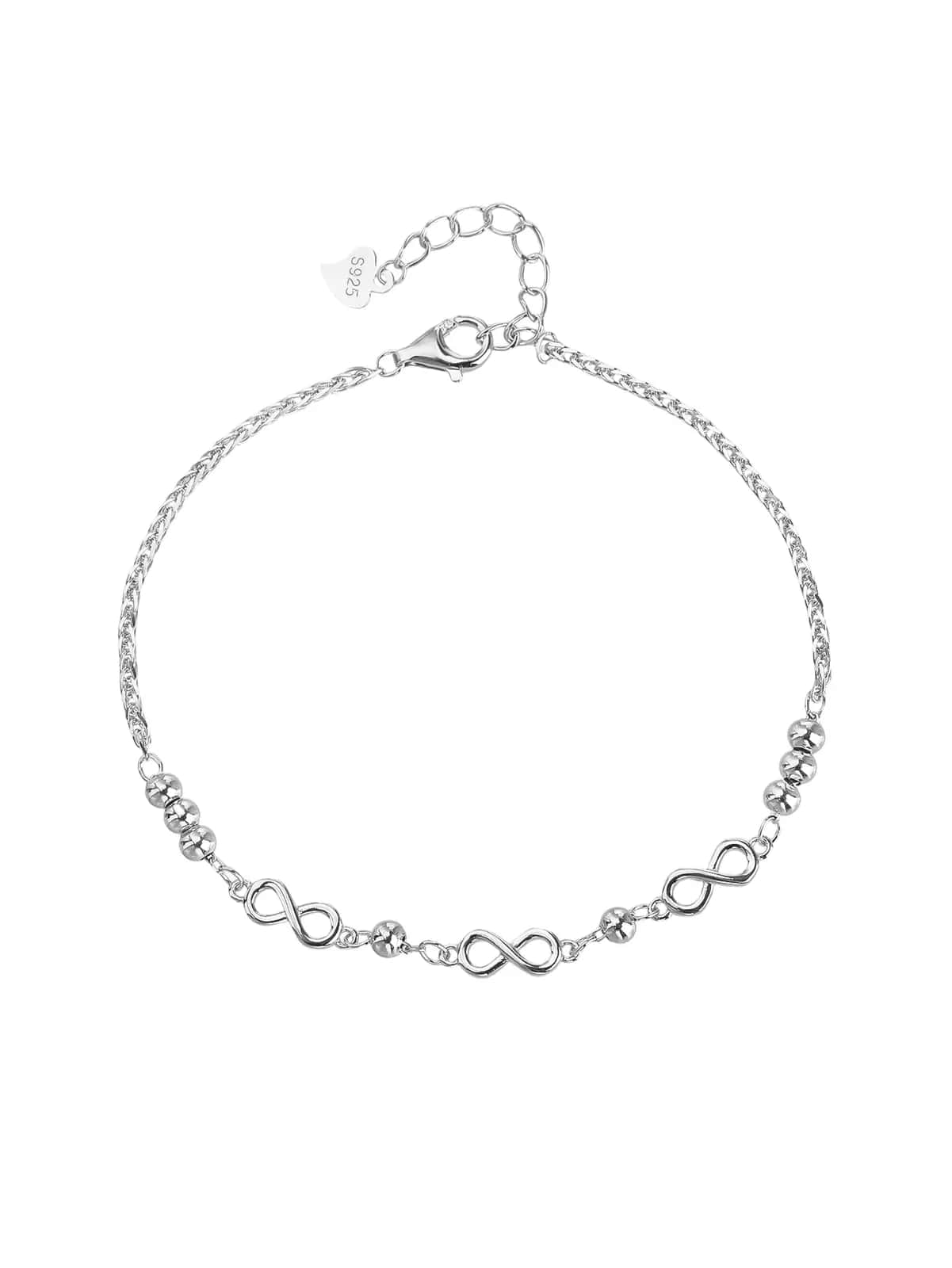 AG 925 silver infinity bracelet, rhodium-plated