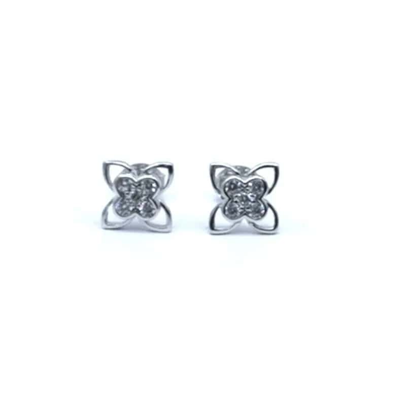 Silver white stone flower earrings