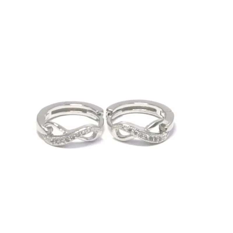 Silver stone infinity hoop earrings