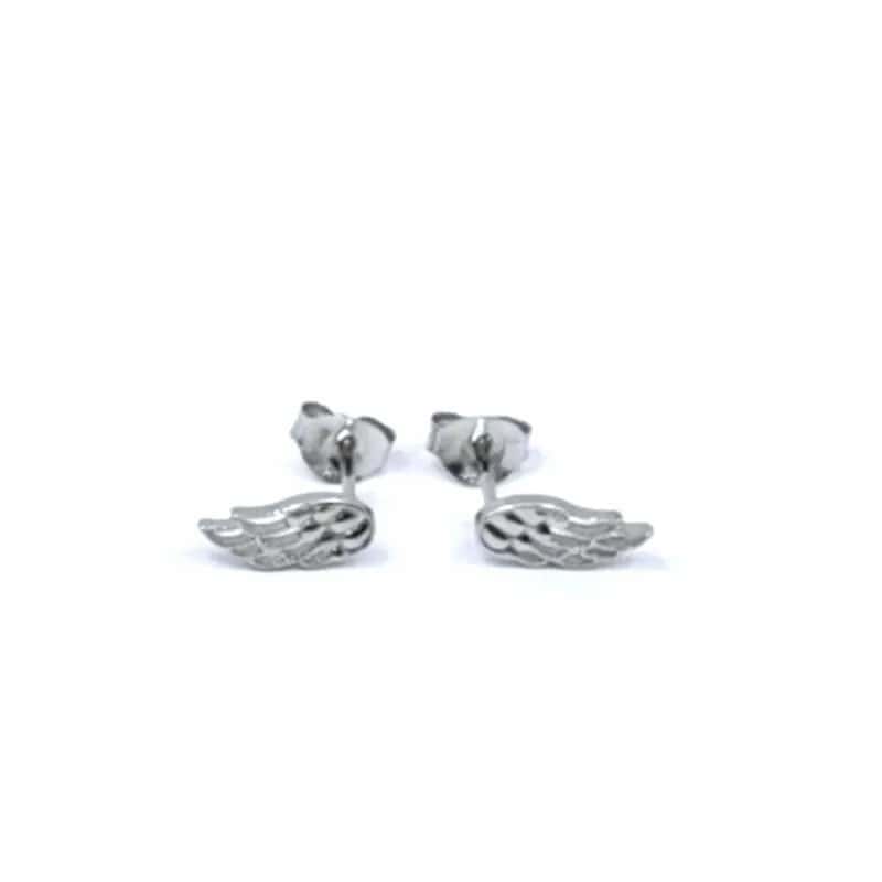 Silver angel wing earrings