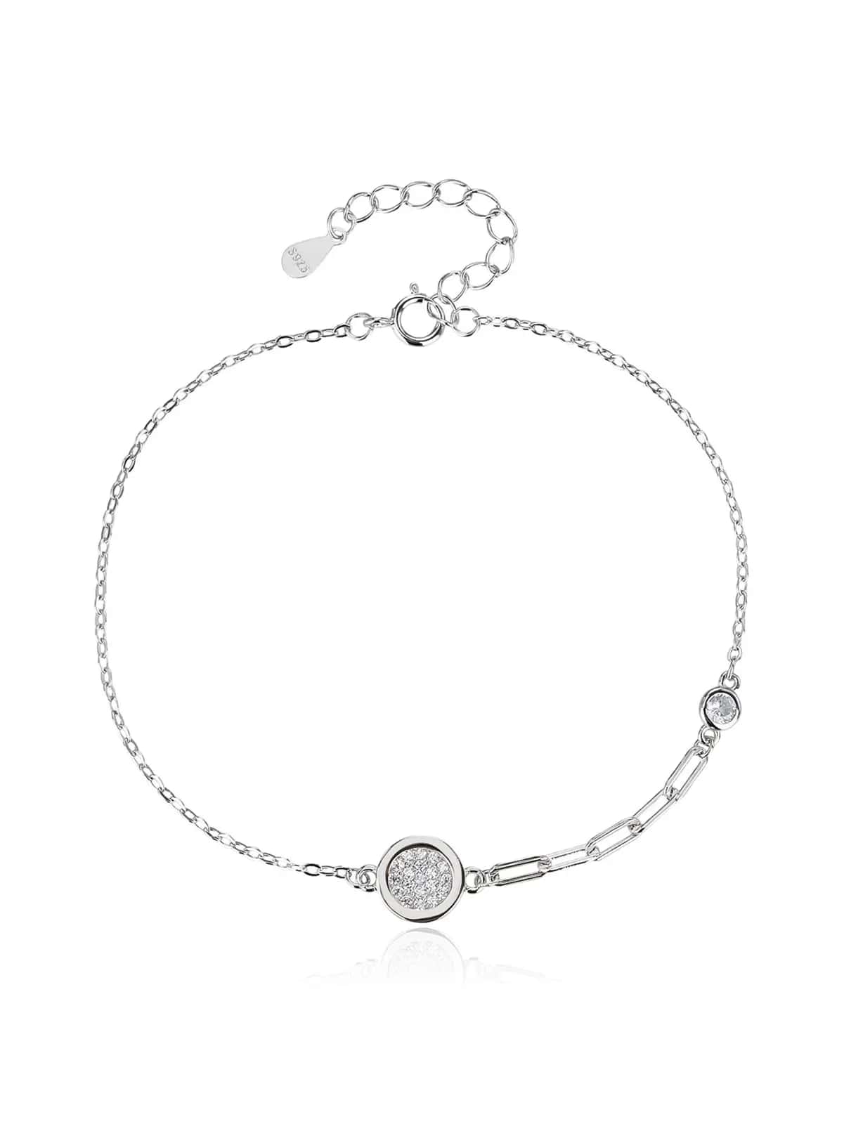 Kör medálos karkötő, hosszított szemű lánccal, AG 925 ródiumozott ezüst (17 + 4 cm)