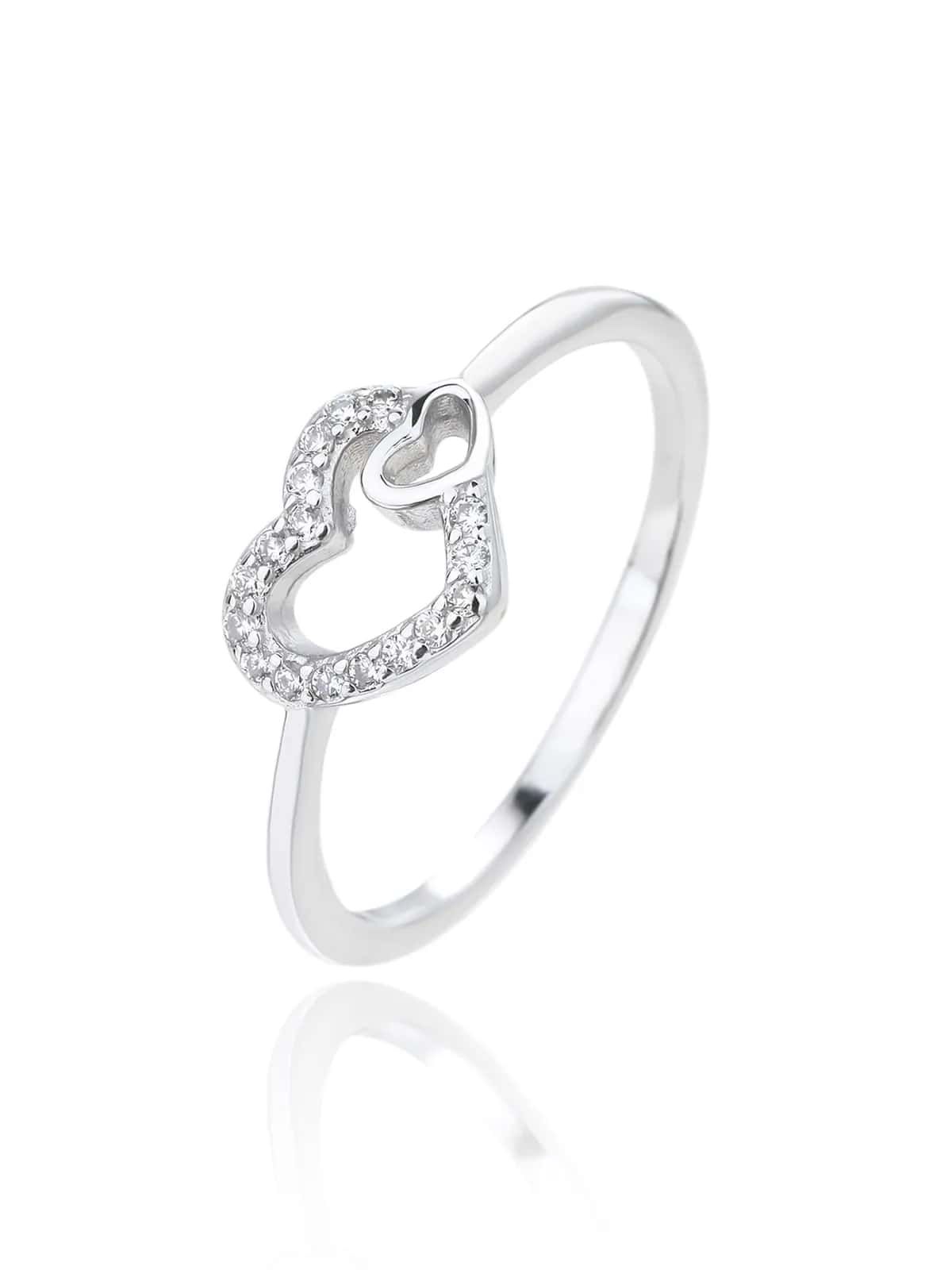 Silver ring with two hearts motif