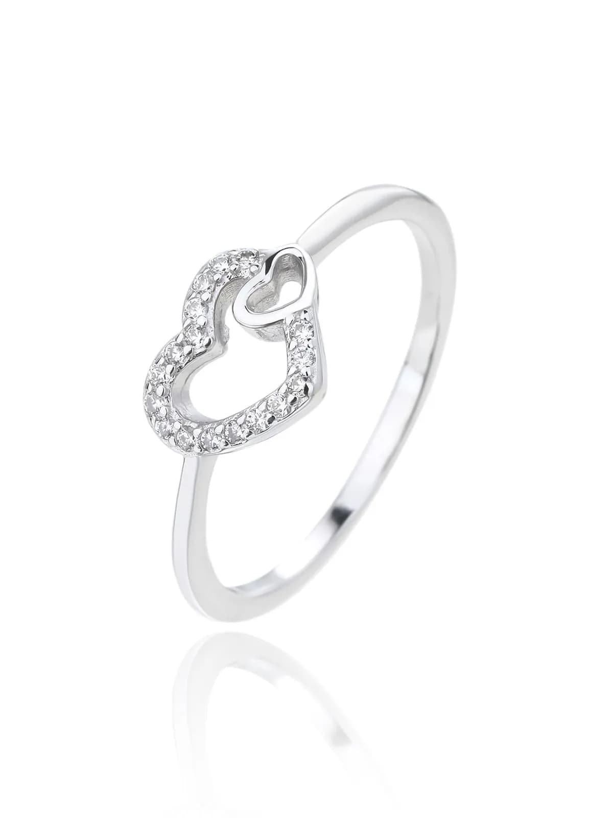 Silver ring with two hearts motif 1