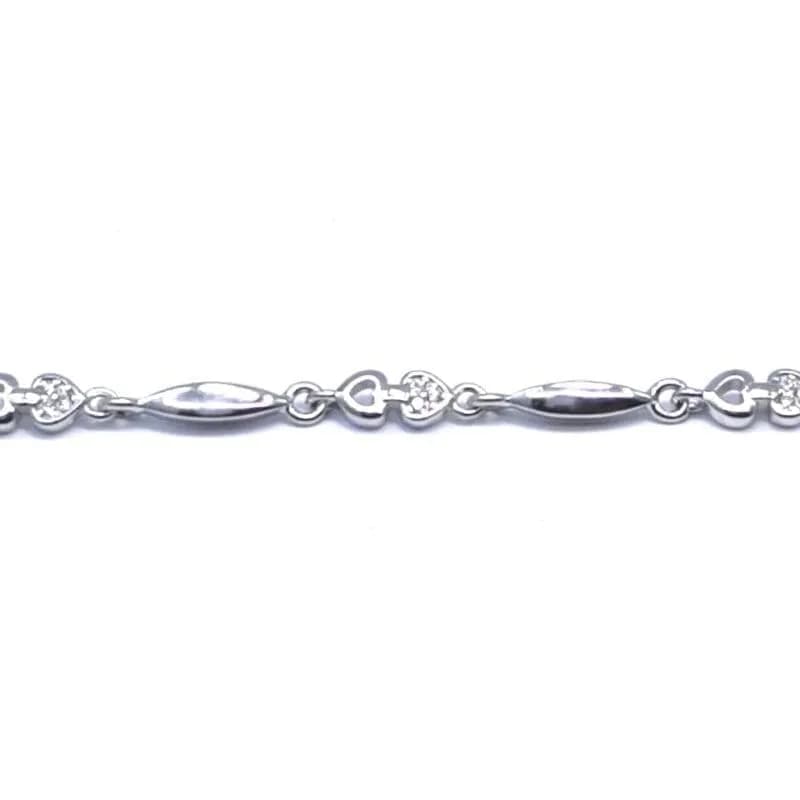 Silbernes Doppelherz-Armband mit Steinen 1