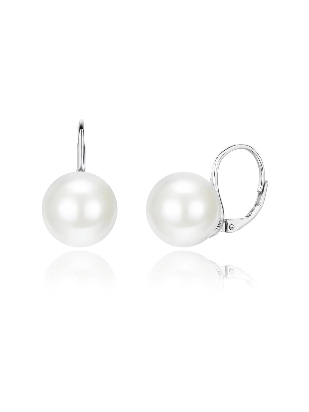 Ohrringe mit weißen „Shell Pearl“-Muschelperlen und Druckverschluss aus 925er Silber mit Rhodiumbeschichtung 1
