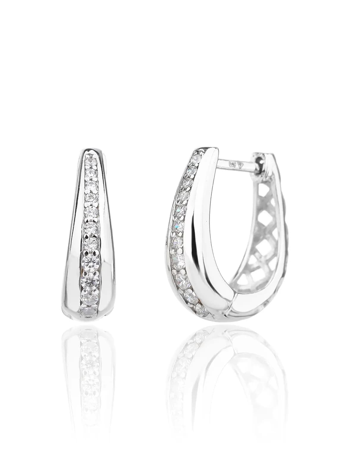 Weißer Zirkonia Stein elegante Creolen 1