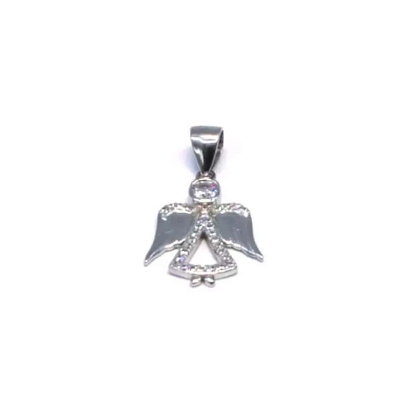 White stone angel pendant