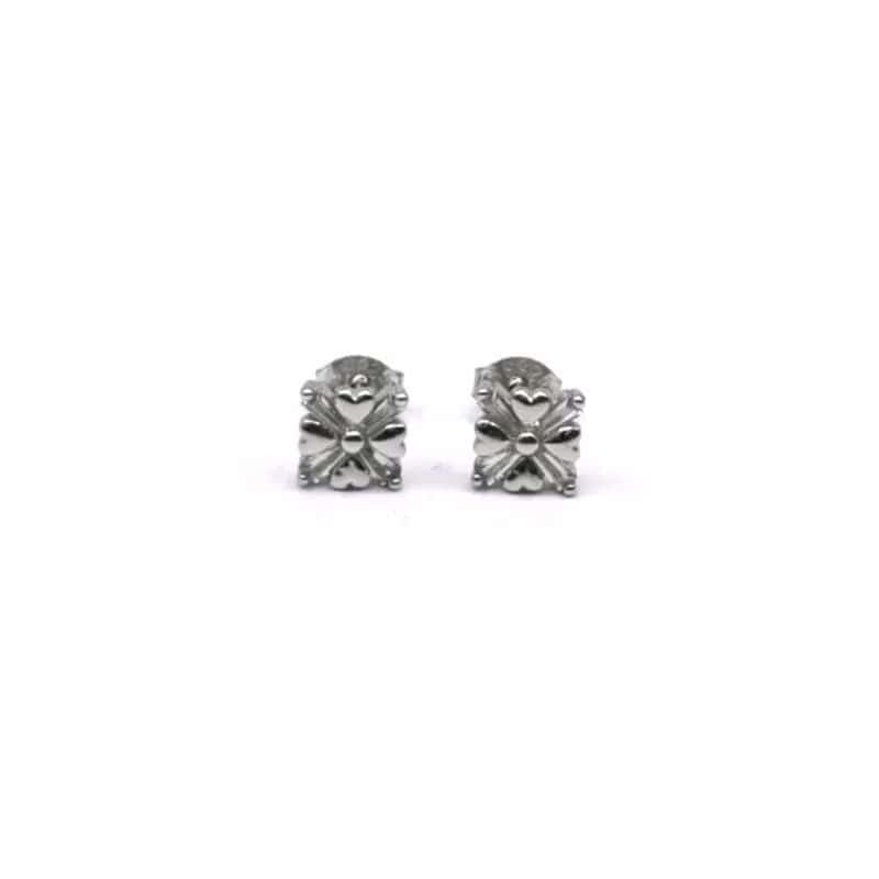 Silver white stone heart earrings
