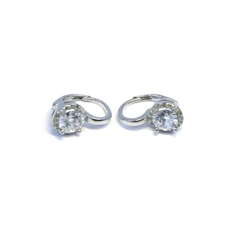 Silver white stone earrings with patent closure 1