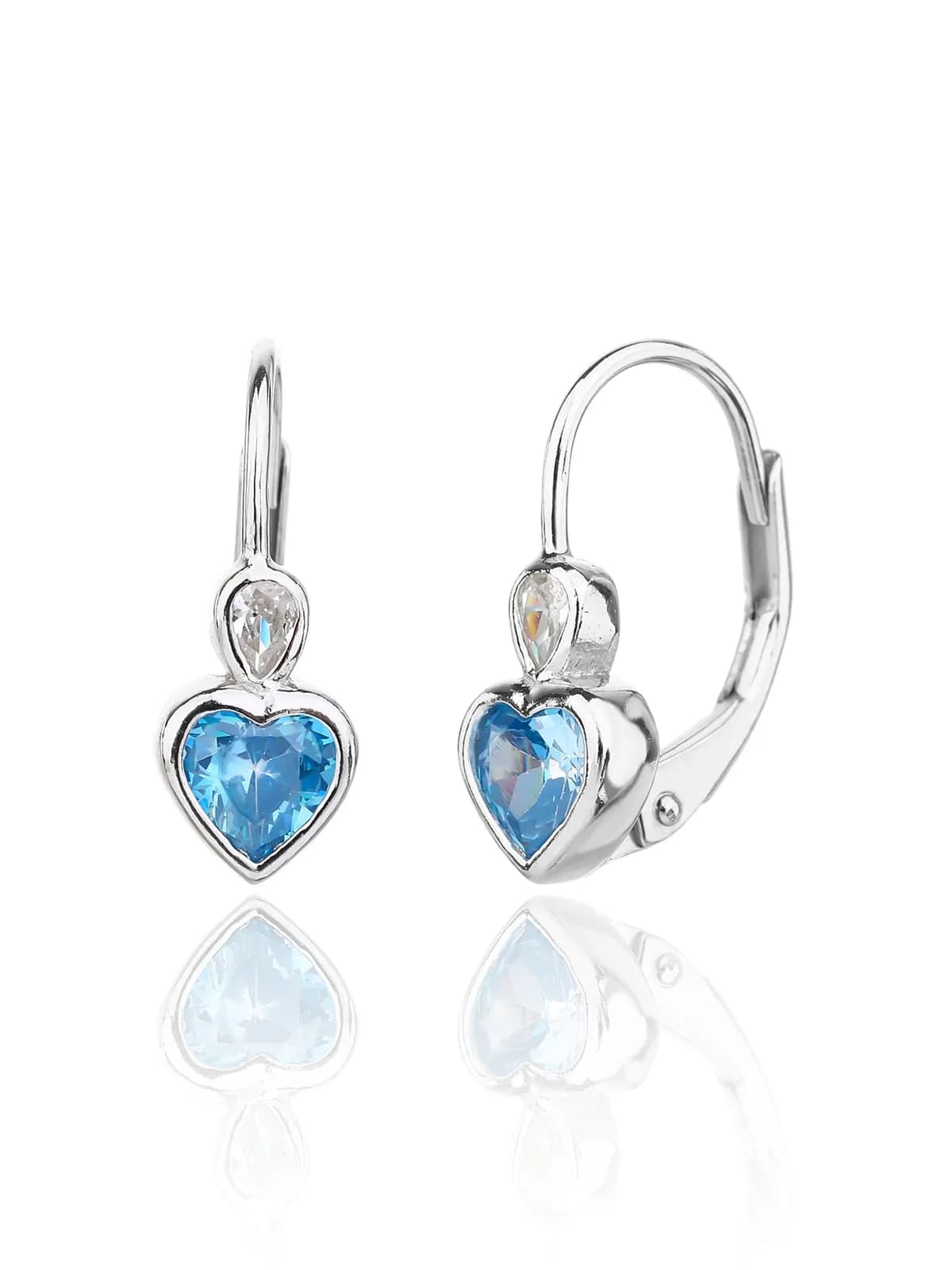 Blue heart shaped zirconia stone children's earrings 1