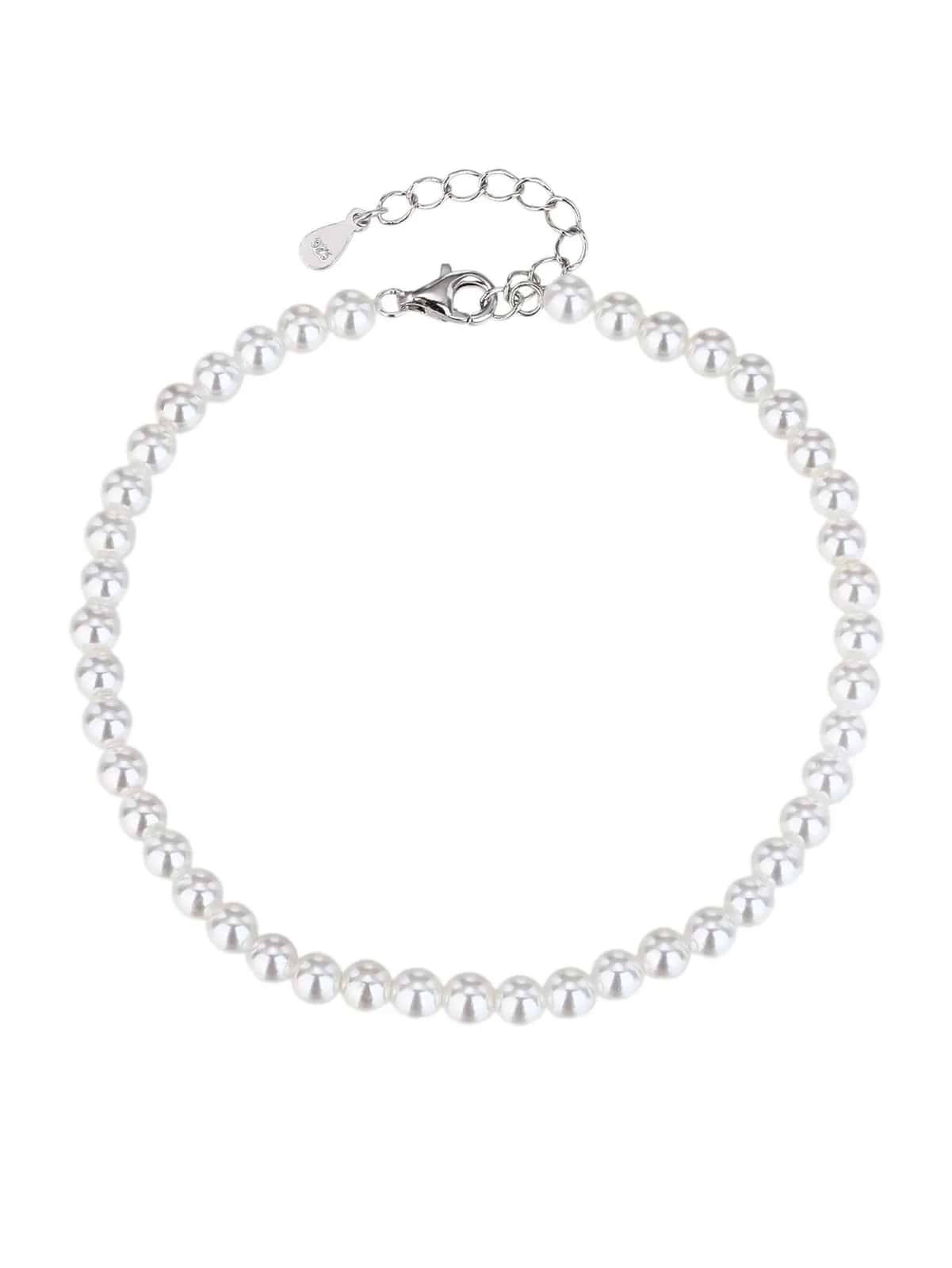 AG 925 silver shell bead bracelet, rhodium-plated