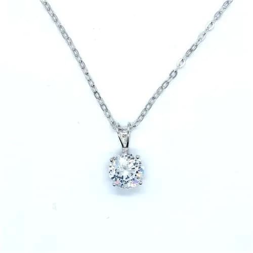 Silver necklace with white stone pendant 1