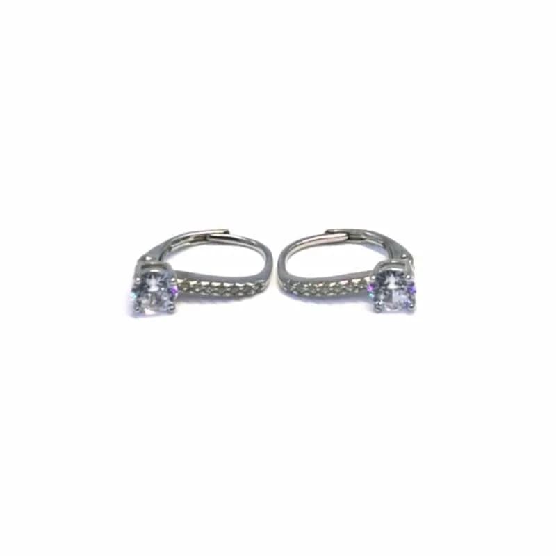 Silver white stone earrings with patent closure 1