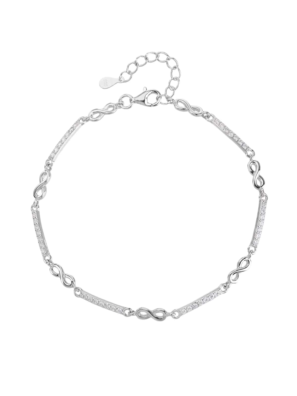 AG 925 silver infinity bracelet with cubic zirconia, rhodium-plated