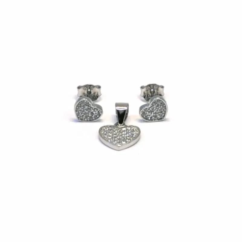 Weißer Stein Herz Ohrringe mit Silber Stecker Ohrringe Anhänger 1