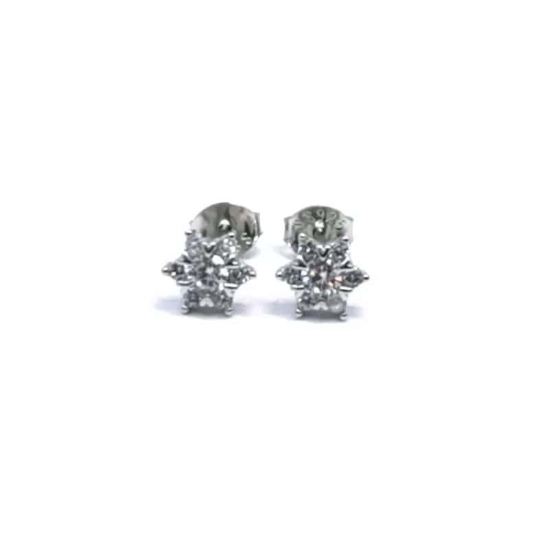 Silver white stone flower earrings