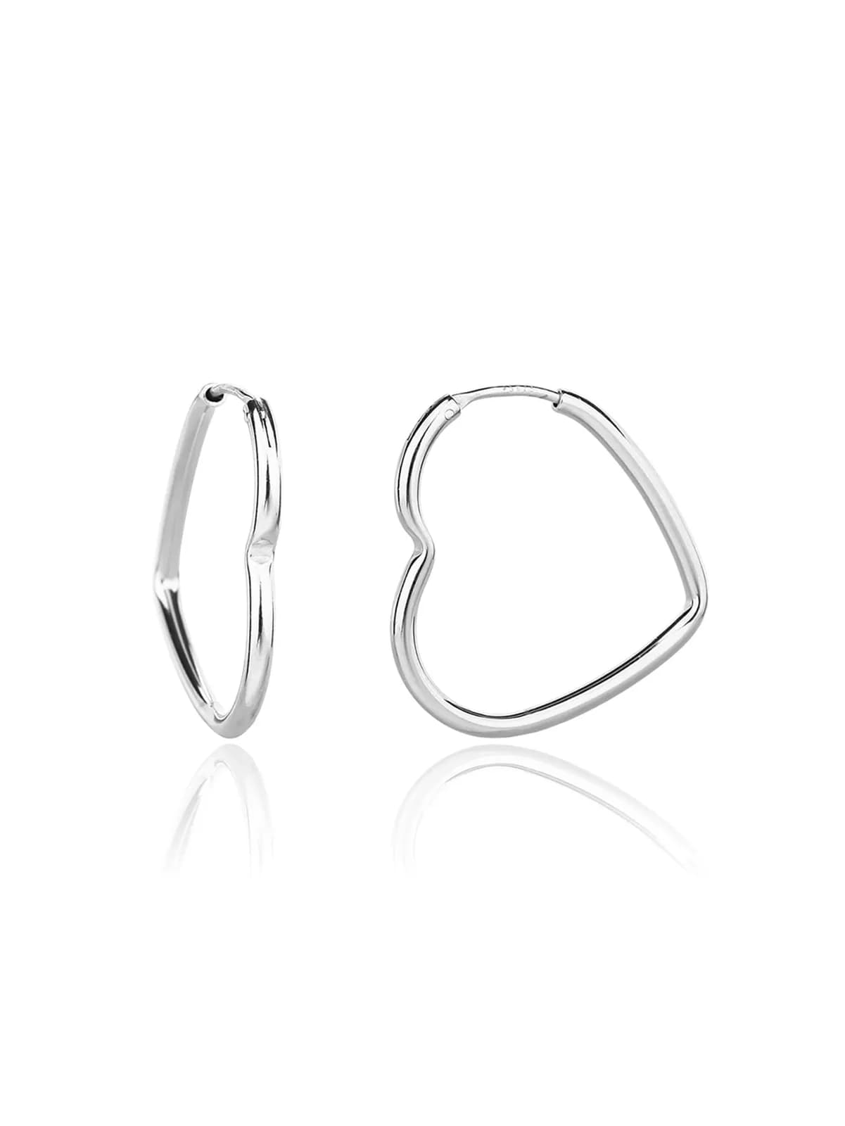 Heart shaped hoop earrings - AG 925 sterling silver, rhodium plated 1