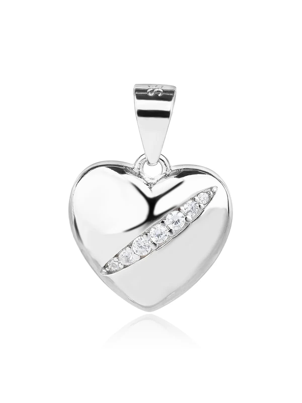 Heart pendant with zirconia - AG 925 sterling silver, rhodium plated (without chain) 1